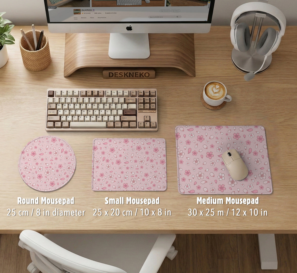 Pink Cherry Blossom Desk Mat - Desk Mat - Deskneko - Desk Mats & Mousepads