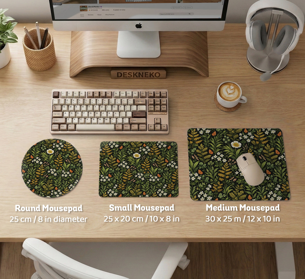 Dark Botanical Desk Mat - Desk Mat - Deskneko - Desk Mats & Mousepads
