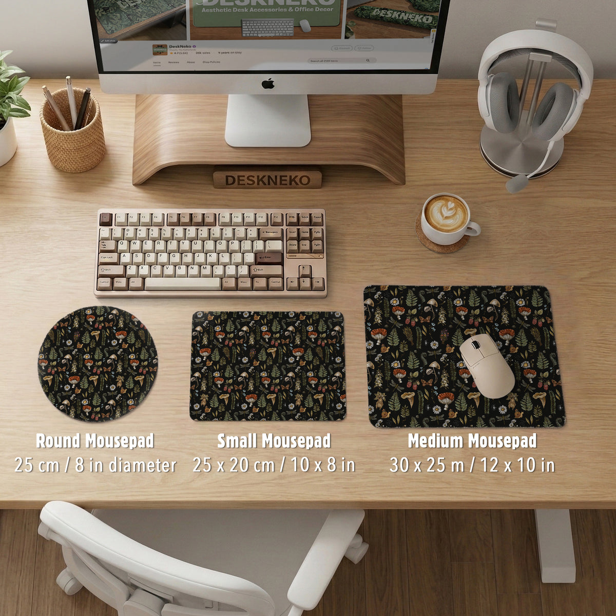 Dark Botanical Desk Mat Mousepad - Desk Mat - Deskneko - Desk Mats & Mousepads