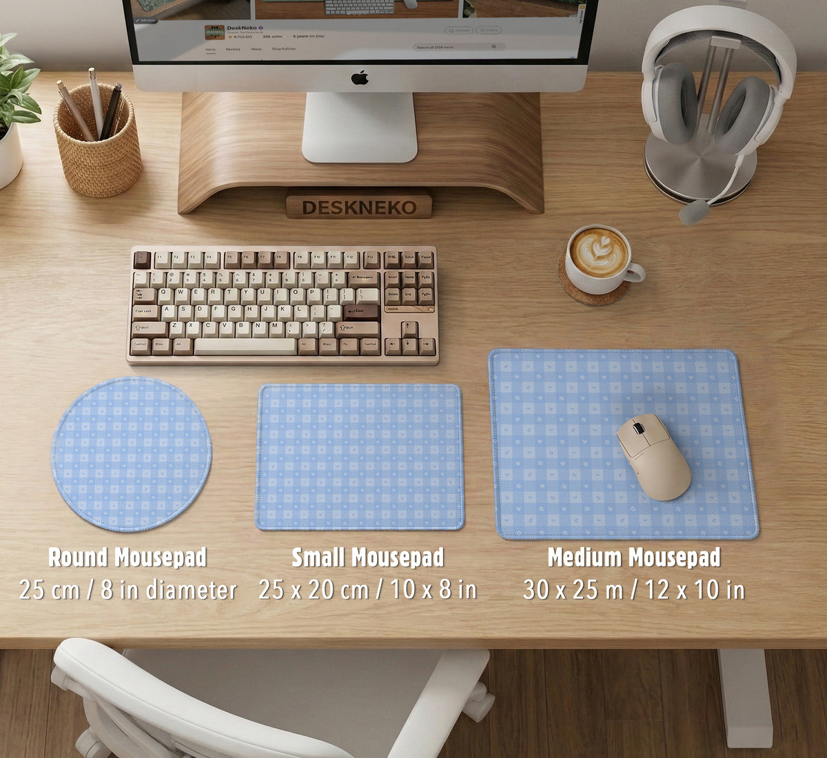 Blue Gingham Desk Mat - Desk Mat - Deskneko - Desk Mats & Mousepads