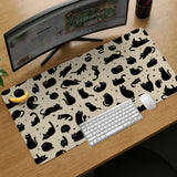 Black Cat Desk Mat, Cute XL Mousepad for Cozy Office and Gaming Setup - Deskneko