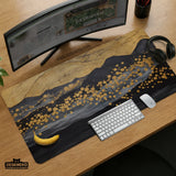 Black Gold Abstract Mountain Desk Mat & Mousepad - Deskneko