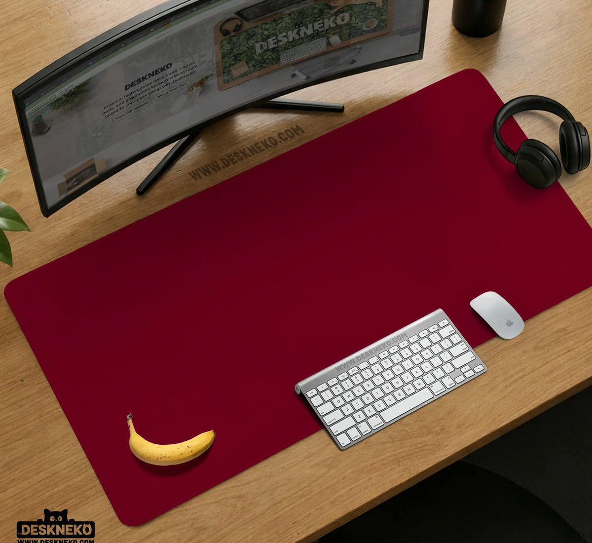 Burgundy Desk Mat for Gaming and Office Desks | Premium Mousepad - Deskneko