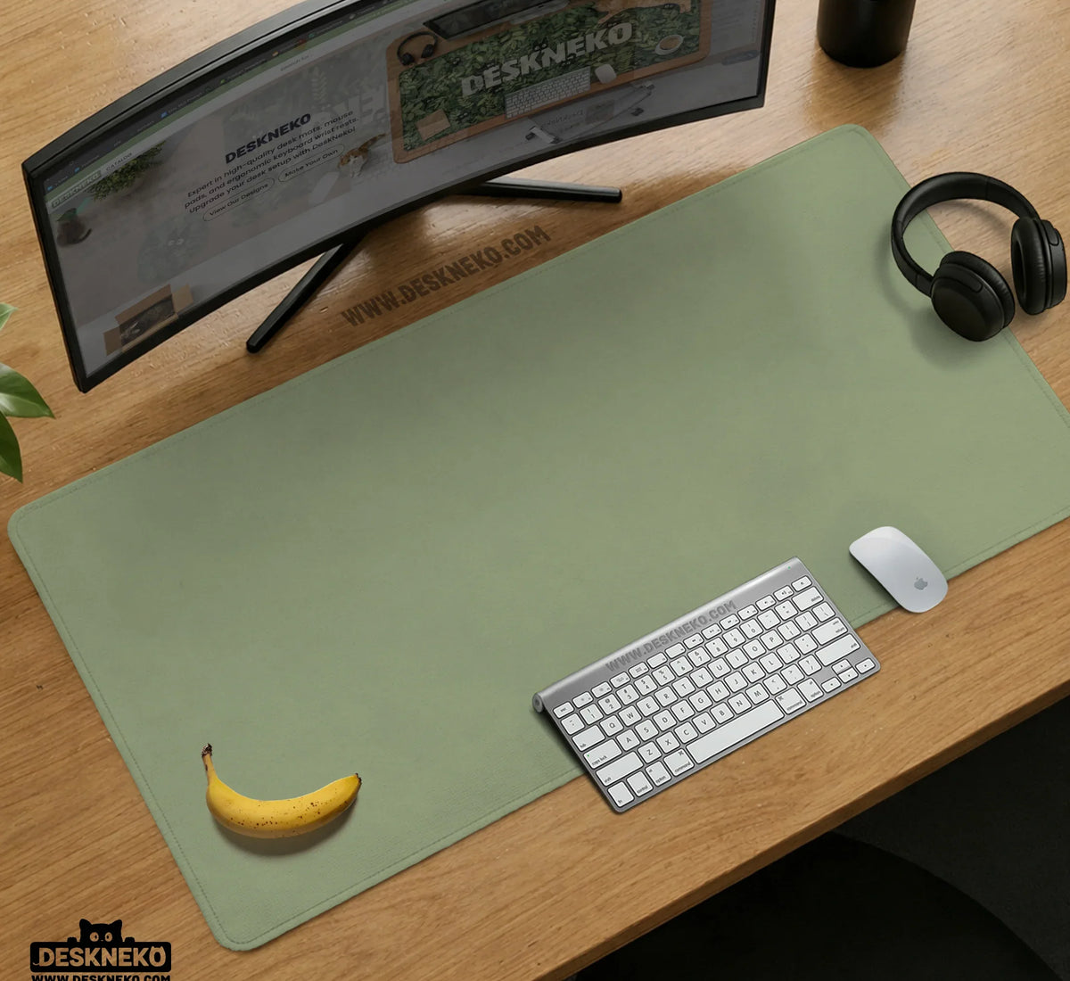 Sage Green Desk Mat XXL Extended Mousepad for Office and Gaming - Deskneko