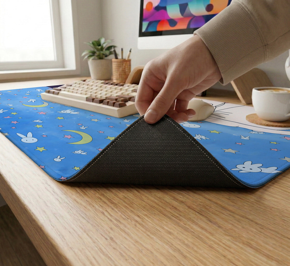 Blue Anime Aesthetic Desk Mat Mousepad - Desk Mat - Deskneko - Desk Mats & Mousepads