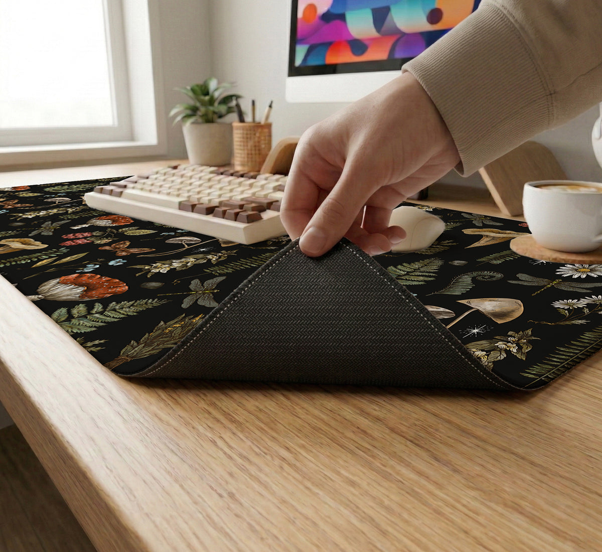 Dark Botanical Desk Mat Mousepad - Desk Mat - Deskneko - Desk Mats & Mousepads