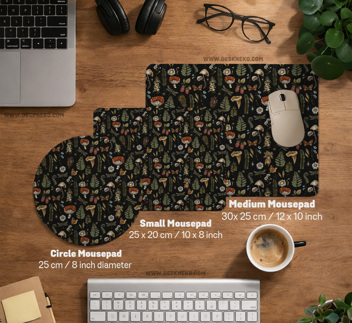 Dark Botanical Desk Mat Mousepad - Desk Mat - Deskneko - Desk Mats & Mousepads