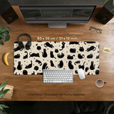 Black Cat Desk Mat, Cute XL Mousepad for Cozy Office and Gaming Setup - Deskneko