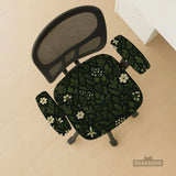 Botanical Office Chair Cover with Dark Green Floral Pattern - Deskneko