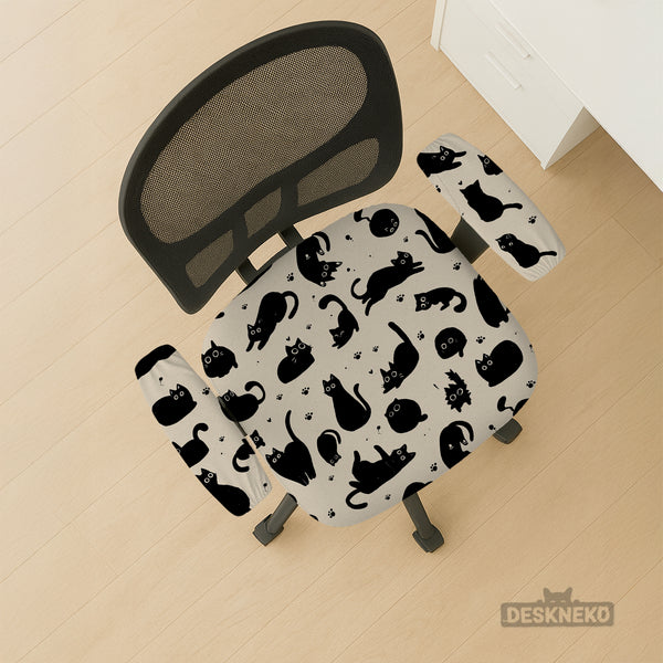 Black Cat Desk Chair Cover - Chair Covers - Deskneko - Desk Chair Covers