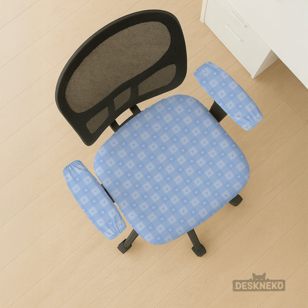 Blue Gingham Desk Chair Cover - Chair Covers - Deskneko - Desk Chair Covers
