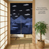 Navy Cat Hills Wall Tapestry Cozy Night Landscape - Deskneko
