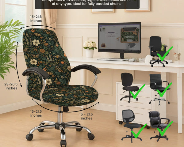 Dark Floral Chair Cover - Deskneko