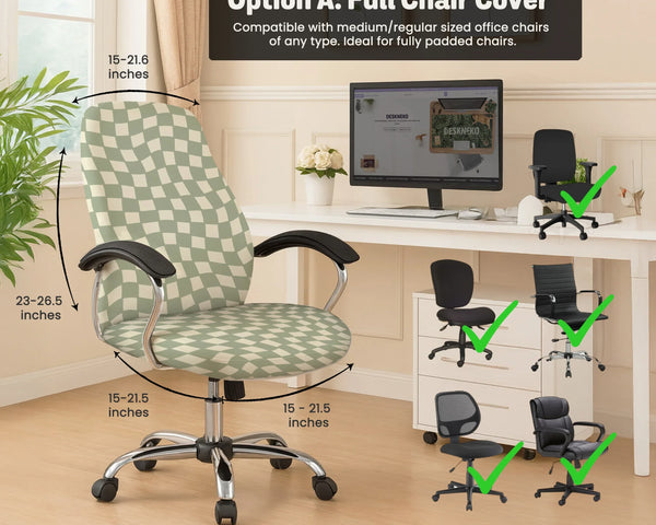 Green Checker Chair Cover - Deskneko