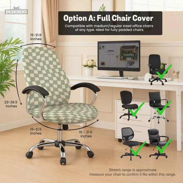 Green Checker Chair Cover - Deskneko