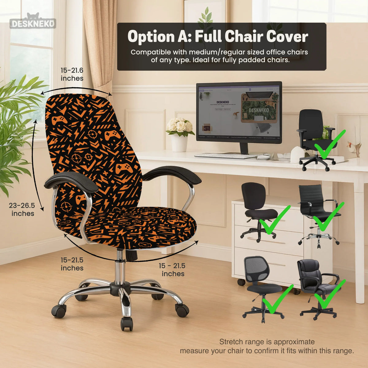 Orange Black Chair Cover - Deskneko