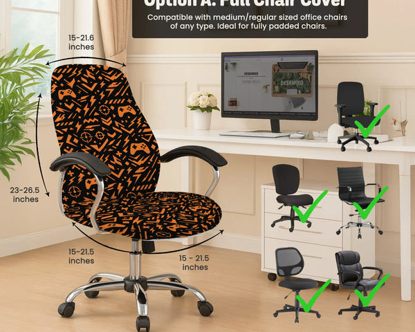 Orange Black Chair Cover - Deskneko