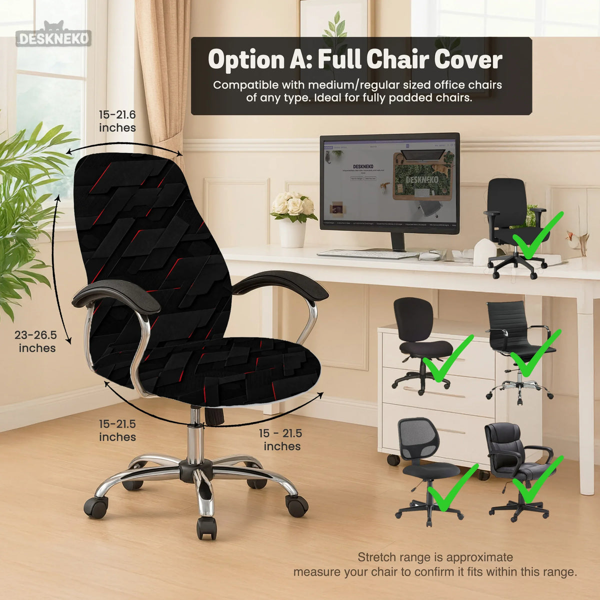 Black Tech Chair Cover - Deskneko