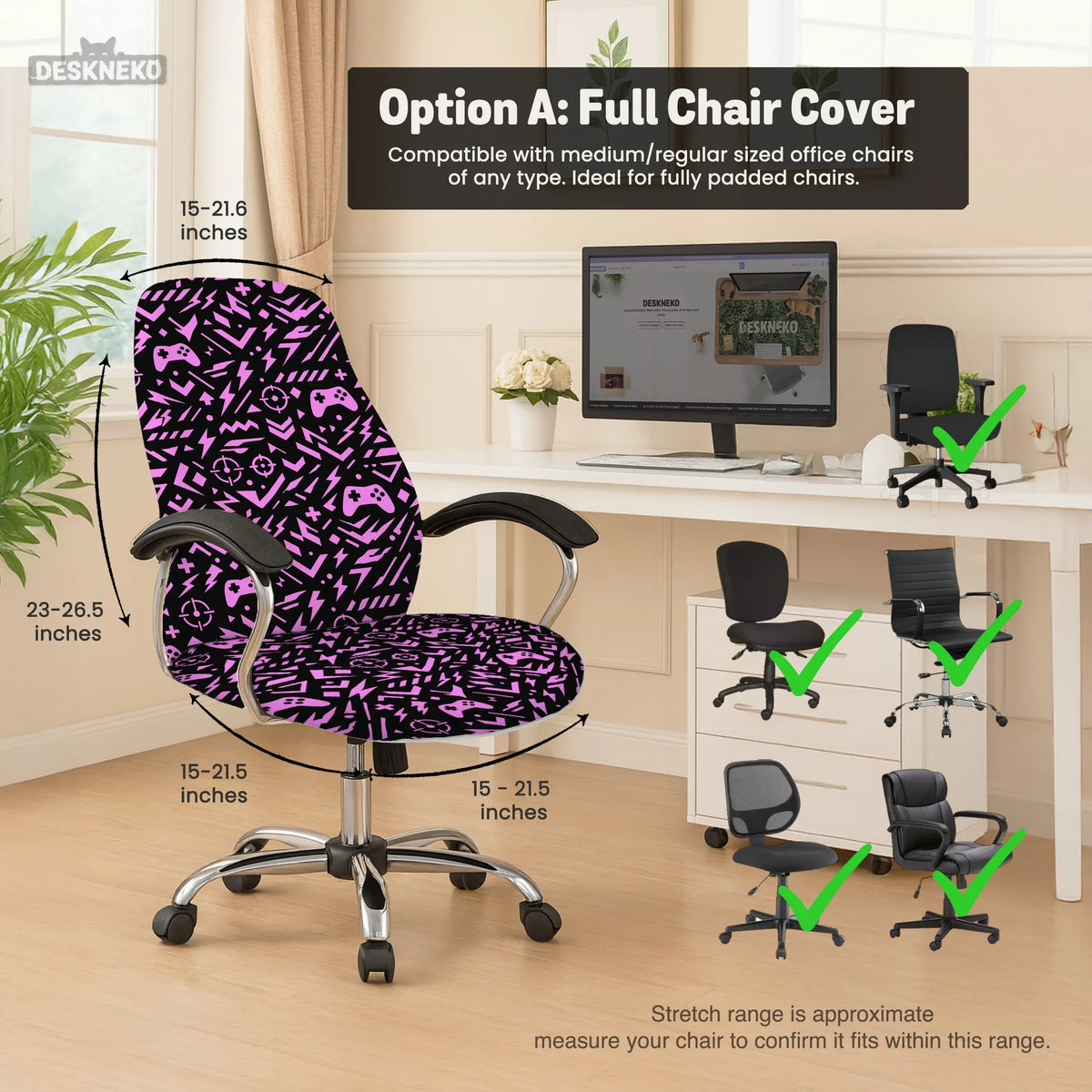 Black & Pink Chair Cover - Deskneko
