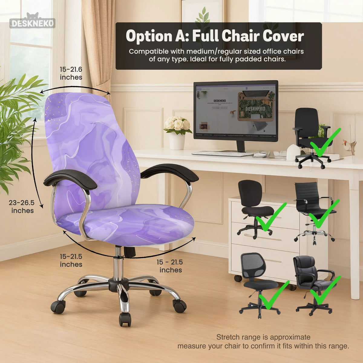 Purple Marble Chair Cover - Deskneko
