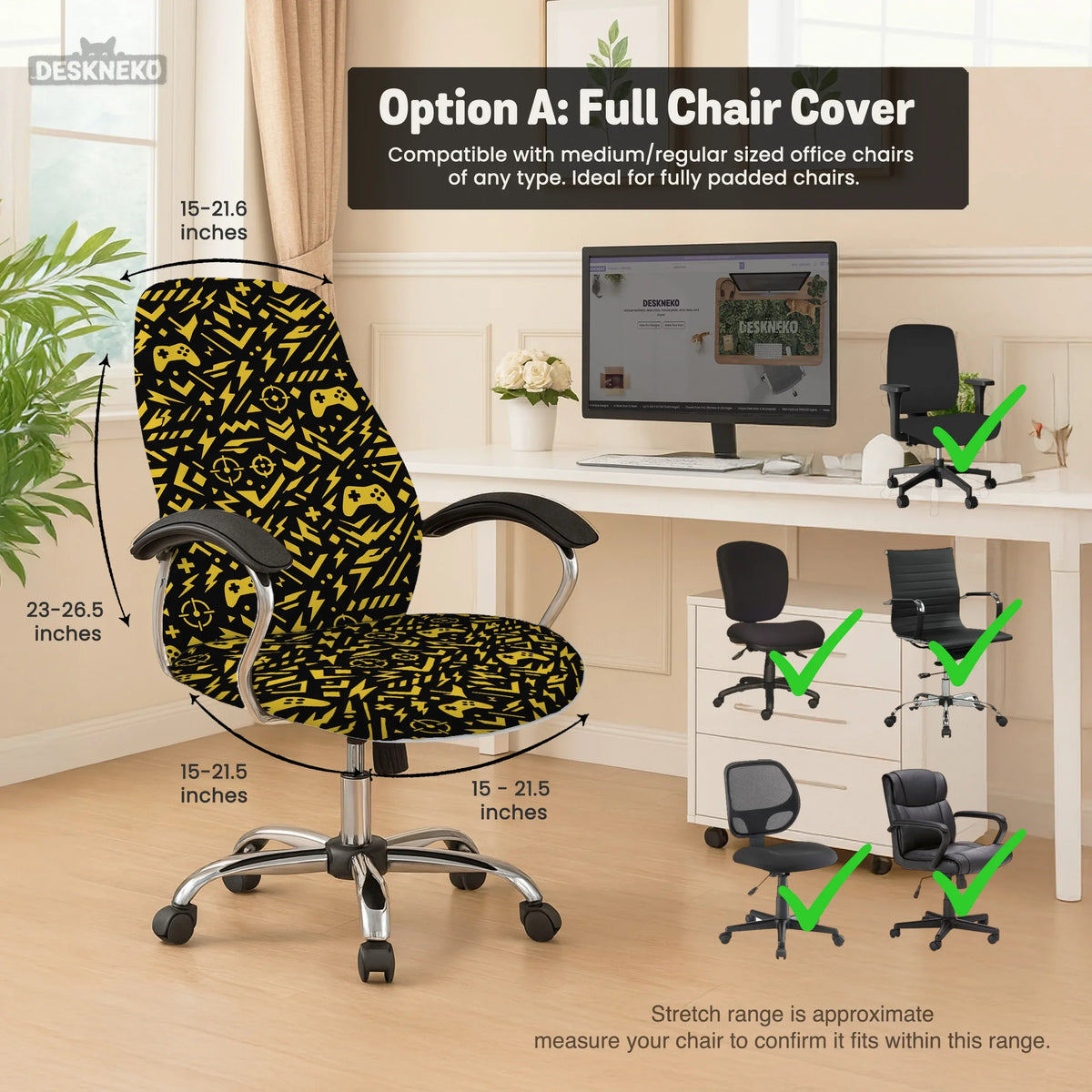 Black & Yellow Chair Cover - Deskneko