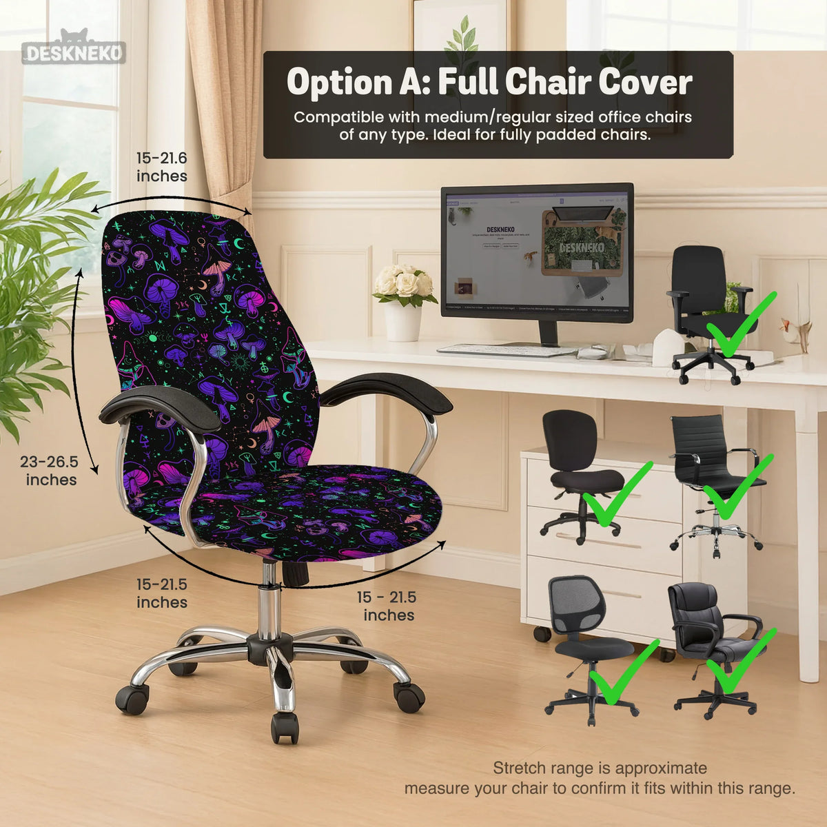 Neon Mushrooms Chair Cover - Deskneko