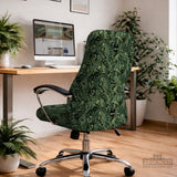 Gaming Chair Cover, Green Botanical Cat Office Chair Slipcover - Chair Covers - Deskneko - Desk Chair Covers