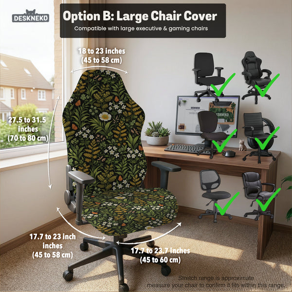 Wildflower Garden Desk Chair Cover - Chair Covers - Deskneko - Desk Chair Covers