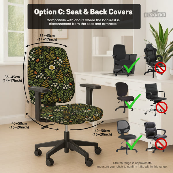 Wildflower Garden Desk Chair Cover - Chair Covers - Deskneko - Desk Chair Covers
