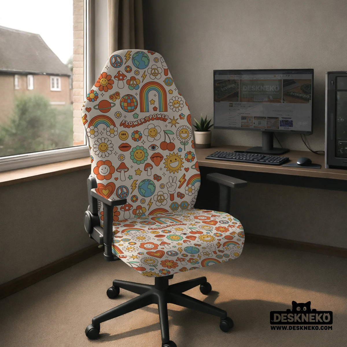 Retro Flower Chair Cover - Deskneko