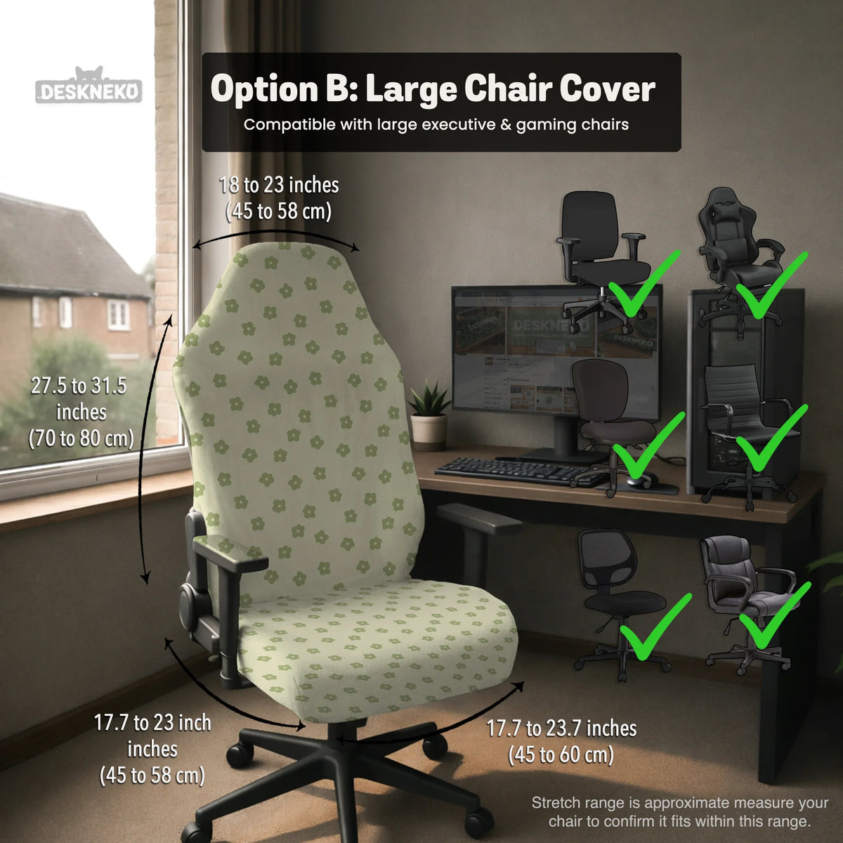 Green Floral Chair Cover - Deskneko