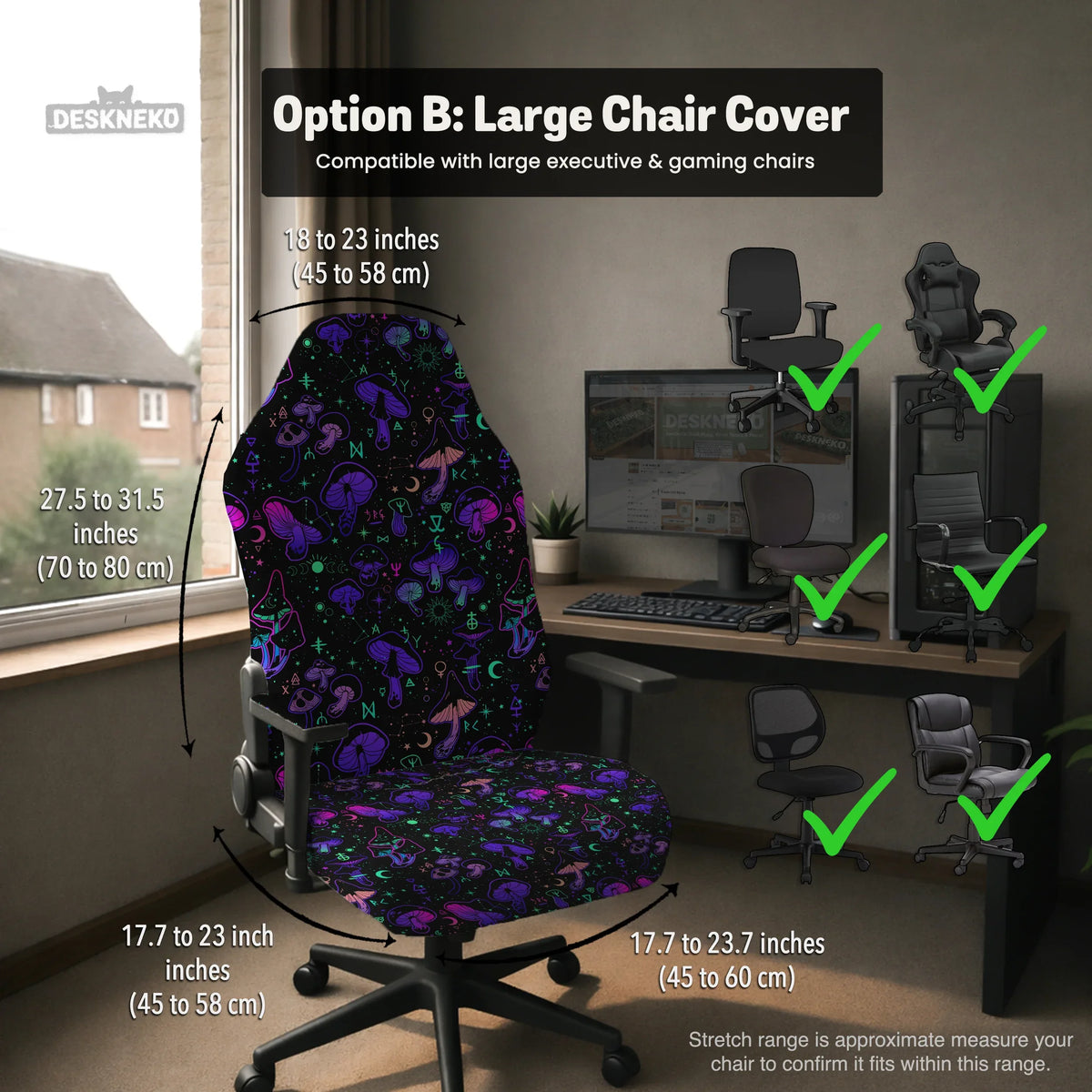 Neon Mushrooms Chair Cover - Deskneko