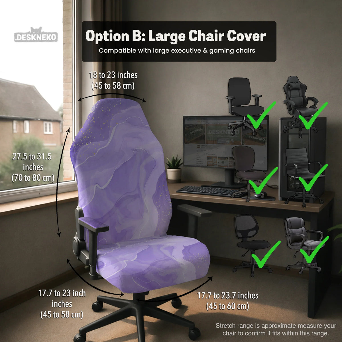 Purple Marble Chair Cover - Deskneko