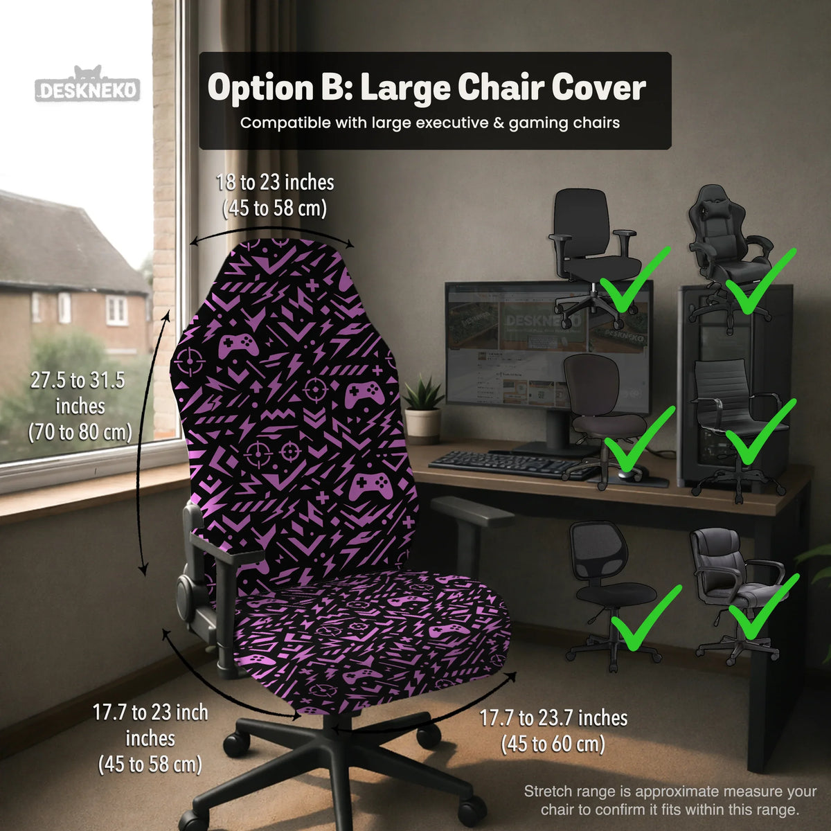 Black & Pink Chair Cover - Deskneko
