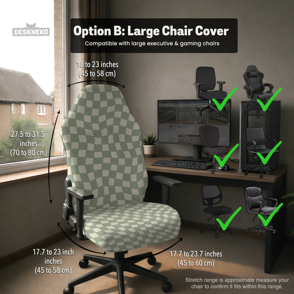 Green Checker Chair Cover - Deskneko