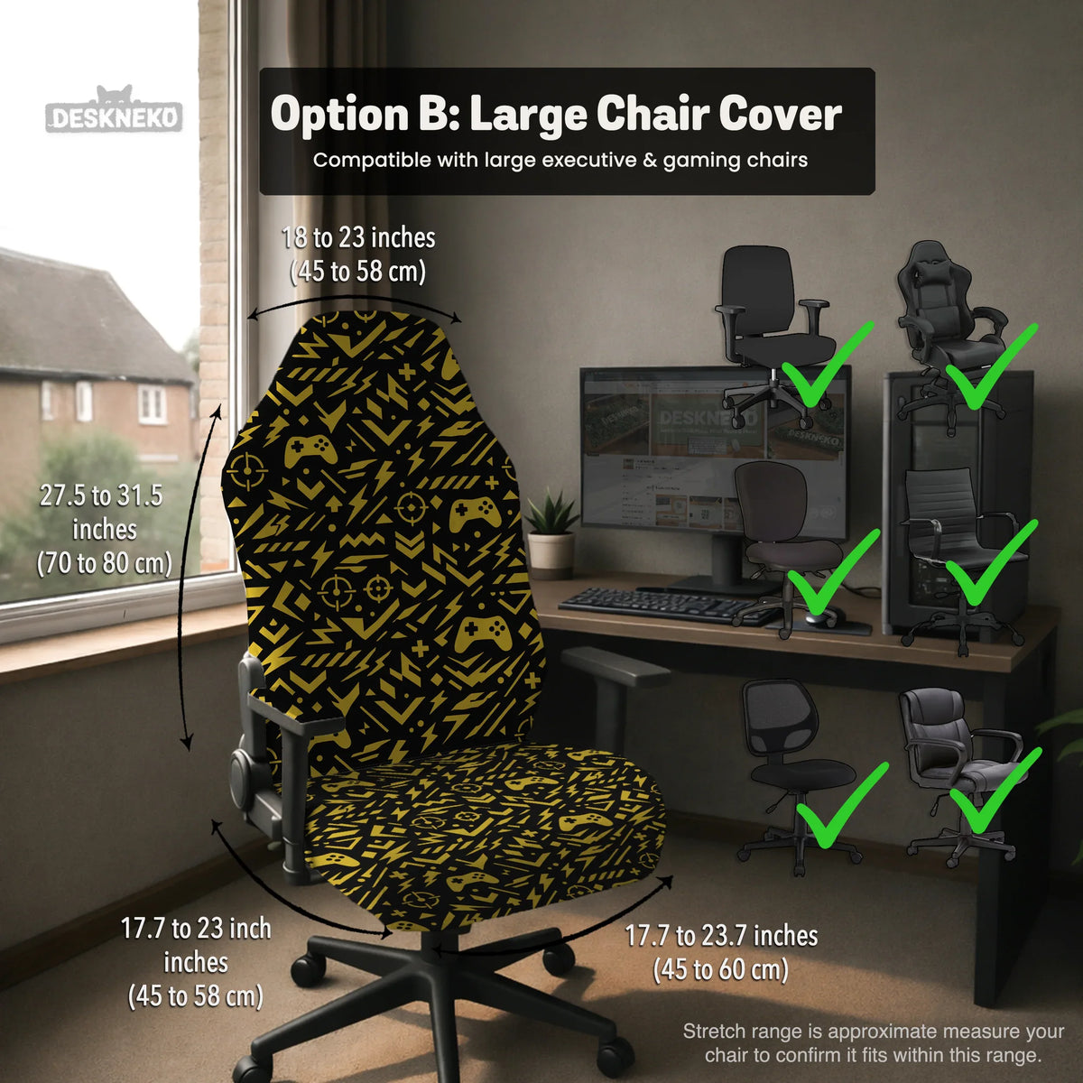 Black & Yellow Chair Cover - Deskneko