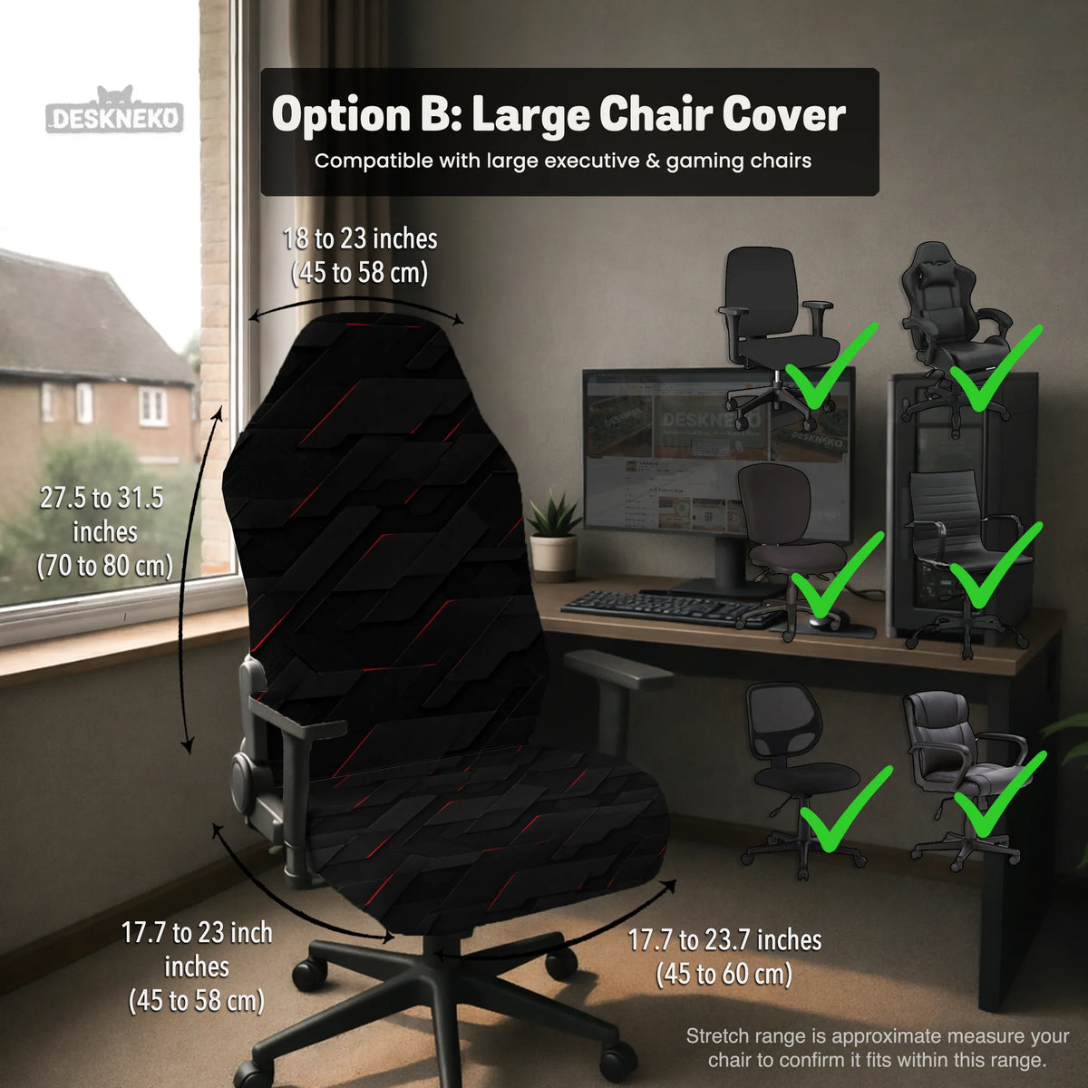 Black Tech Chair Cover - Deskneko