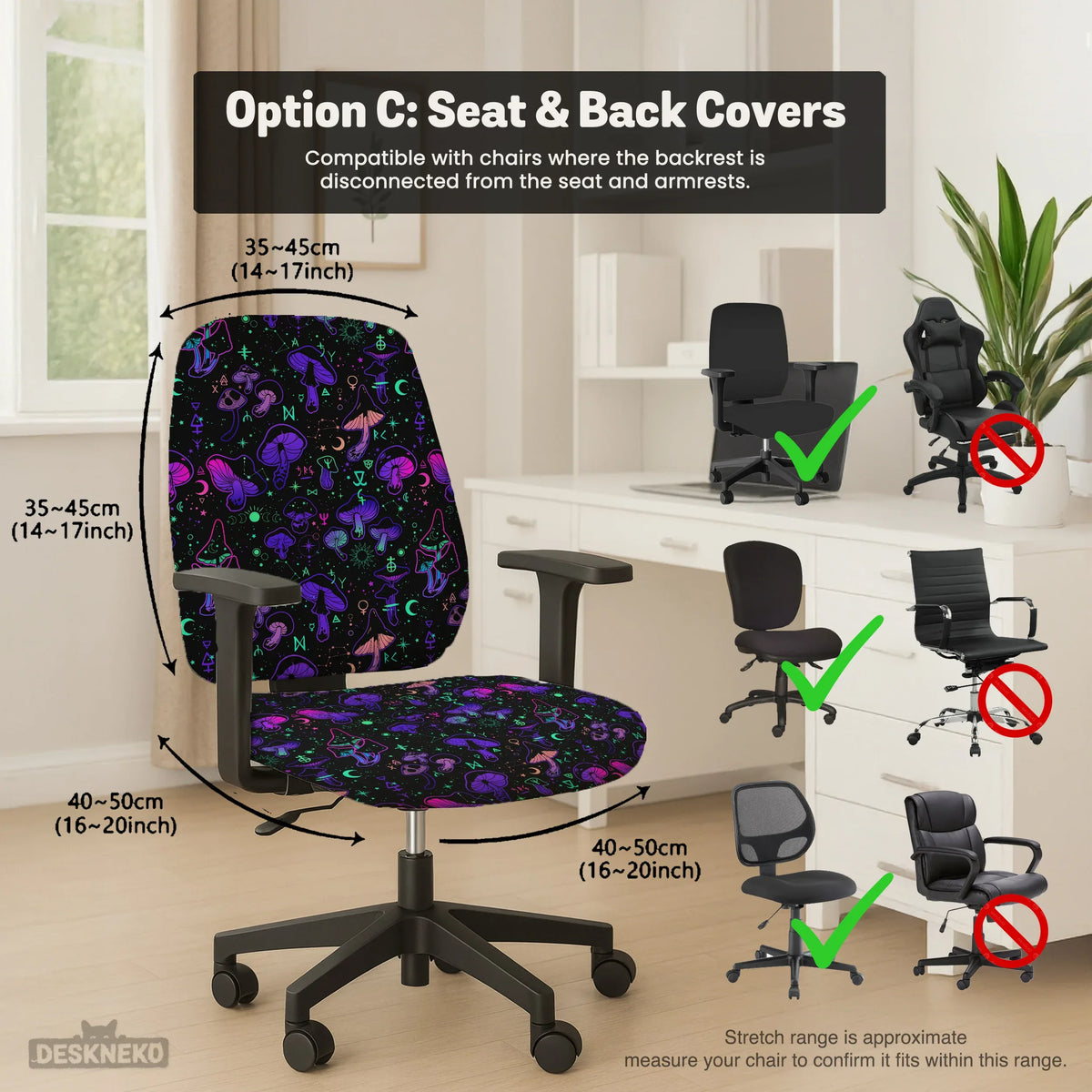 Neon Mushrooms Chair Cover - Deskneko