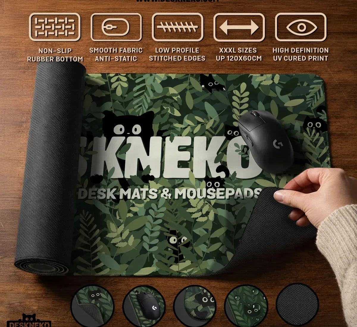 Transformative Teal Desk Mat Mousepad, Minimal Solid Color Decor - Deskneko