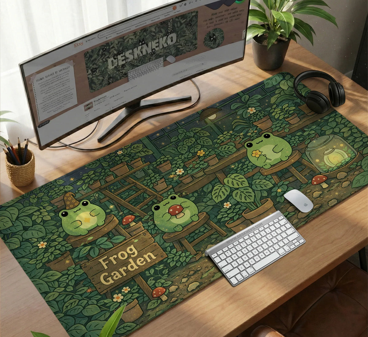 Frog Garden Deskmat - Deskneko