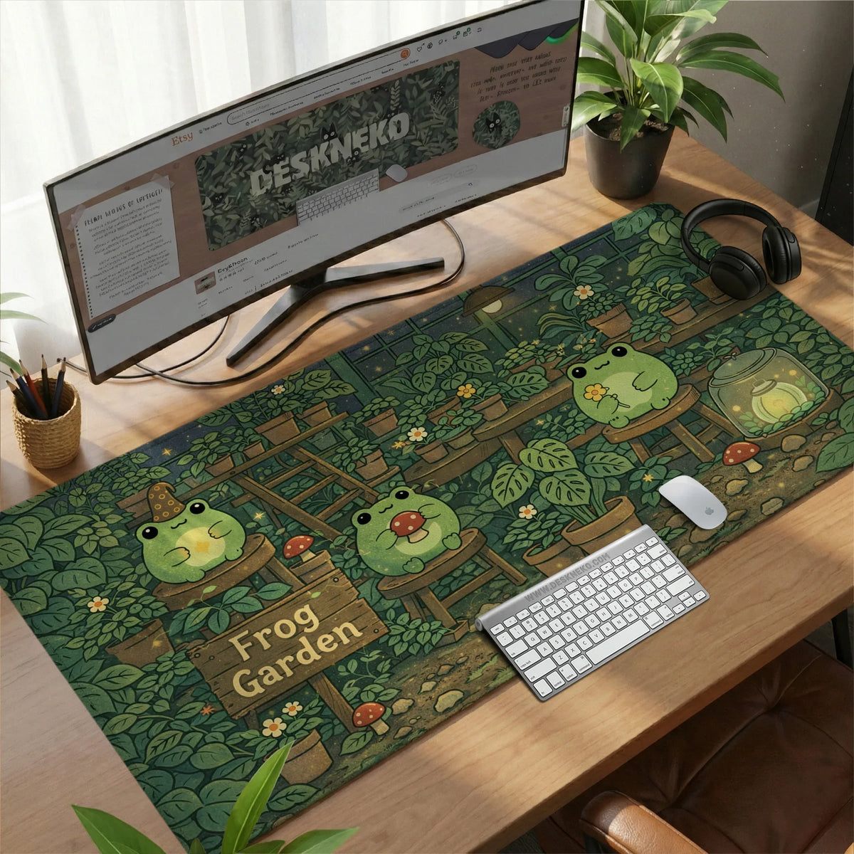 Frog Garden Deskmat - Deskneko