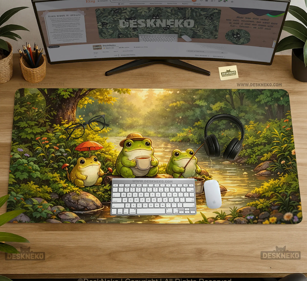 Forest Frogs Desk Mat - Deskneko