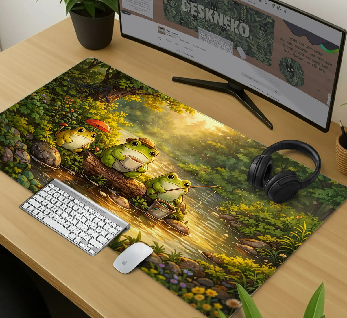 Forest Frogs Desk Mat - Deskneko