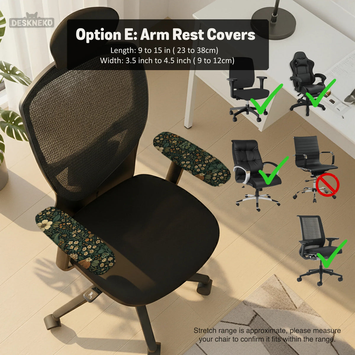 Dark Floral Chair Cover - Deskneko