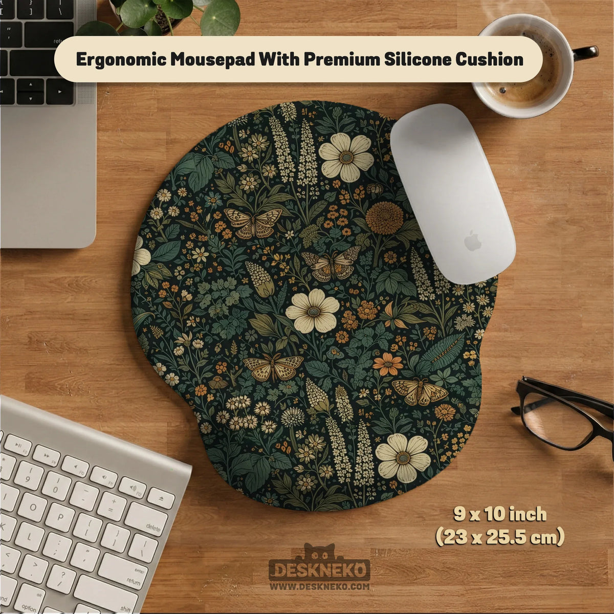 Ergonomic Botanical Mousepad & Wrist Rest for Cozy Desk Setup - Deskneko