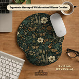 Dark Floral Cottagecore Desk Mat with Botanical Butterflies - Deskneko
