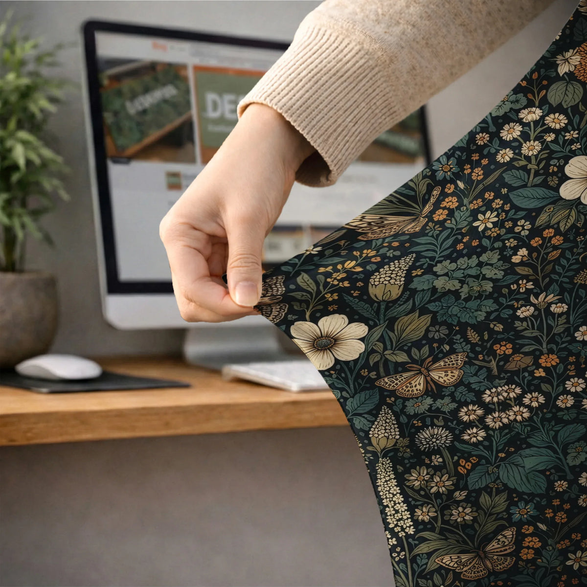 Dark Floral Chair Cover - Deskneko