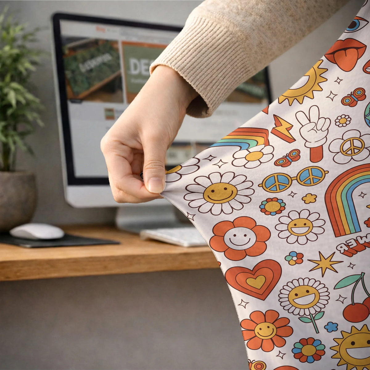Retro Flower Chair Cover - Deskneko