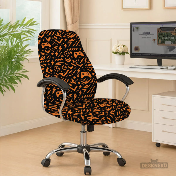 Orange Black Chair Cover - Deskneko