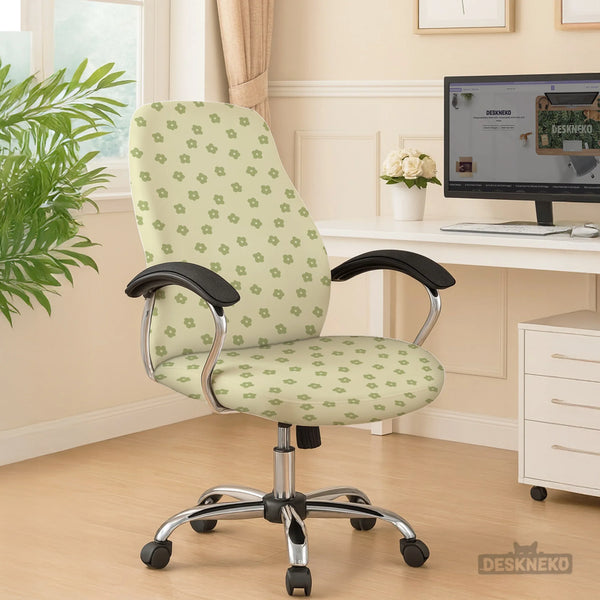 Green Floral Chair Cover - Deskneko